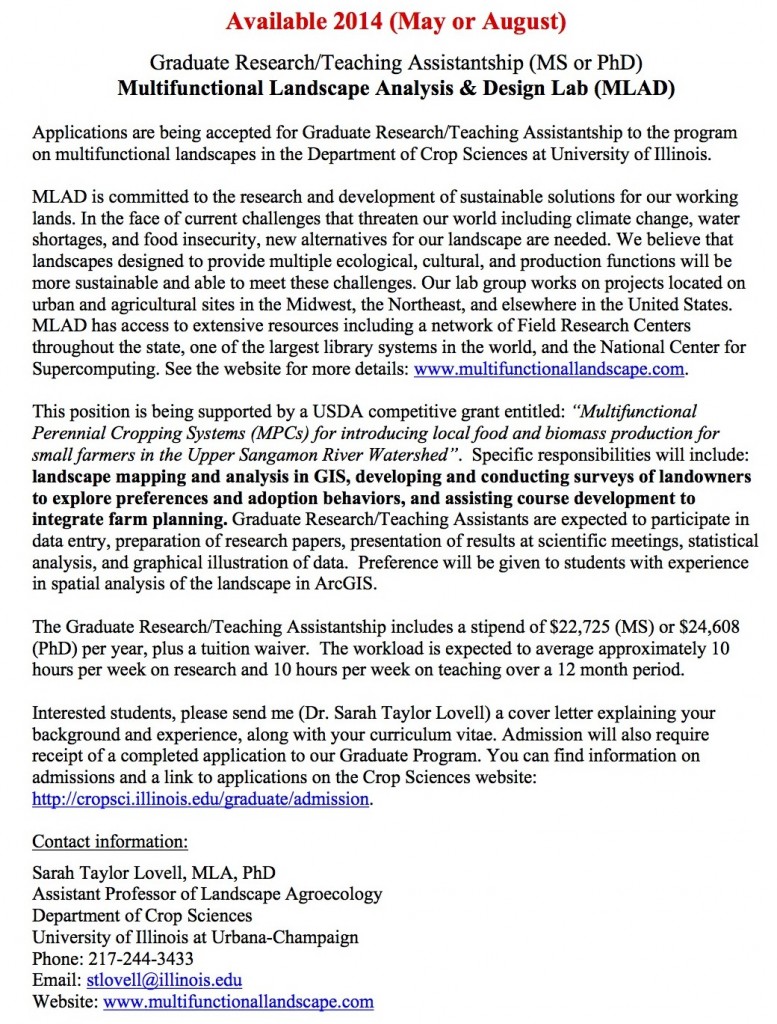 Research Assistantship Announcement - Fall 2014
